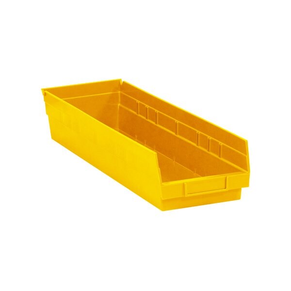 Bsc Preferred 23 5/8 x 6 5/8 x 4'' Yellow Plastic Shelf Bin Boxes, 8PK BUY00012454 - main
